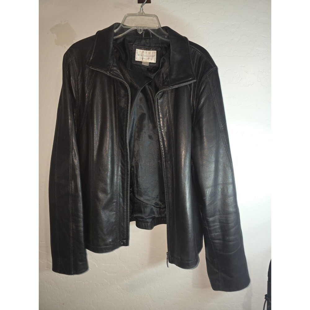 Worthington Women's Black Genuine Lambskin Zip Jacket Lined Pockets XL